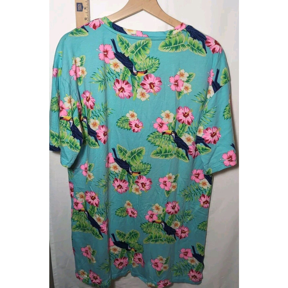 Victoria Secrets Secret Treasures Floral Nightgown Aqua Floral Tucan - Picture 4 of 7